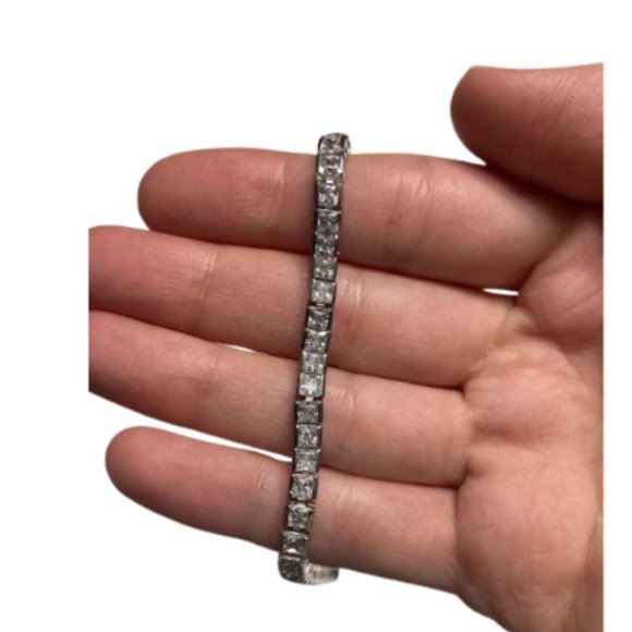 Cubic Zirconia Tennis Bracelet - 925 Sterling Silver - Picture 2 of 4